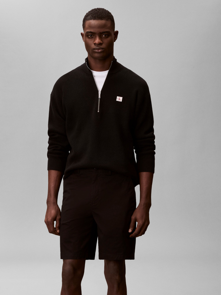 Negru Pantaloni Scurti Chino Drepti  Barbati