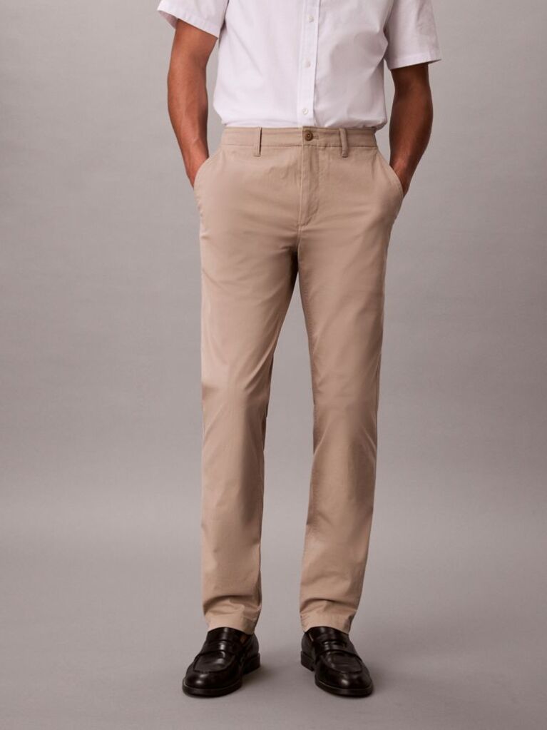 Maro Pantaloni Chinos Cu Croiala Slim Si Nasturi  Barbati