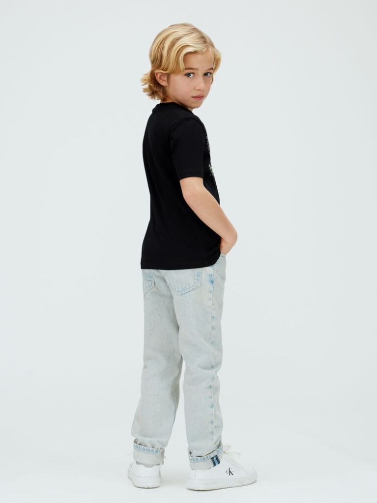 Negru Tricou Cu Logo Perforat  Baieti
