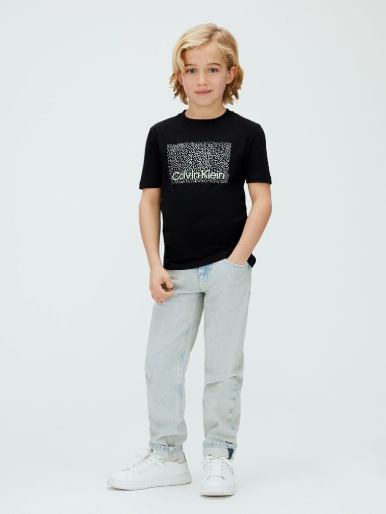 Negru Tricou Cu Logo Perforat  Baieti