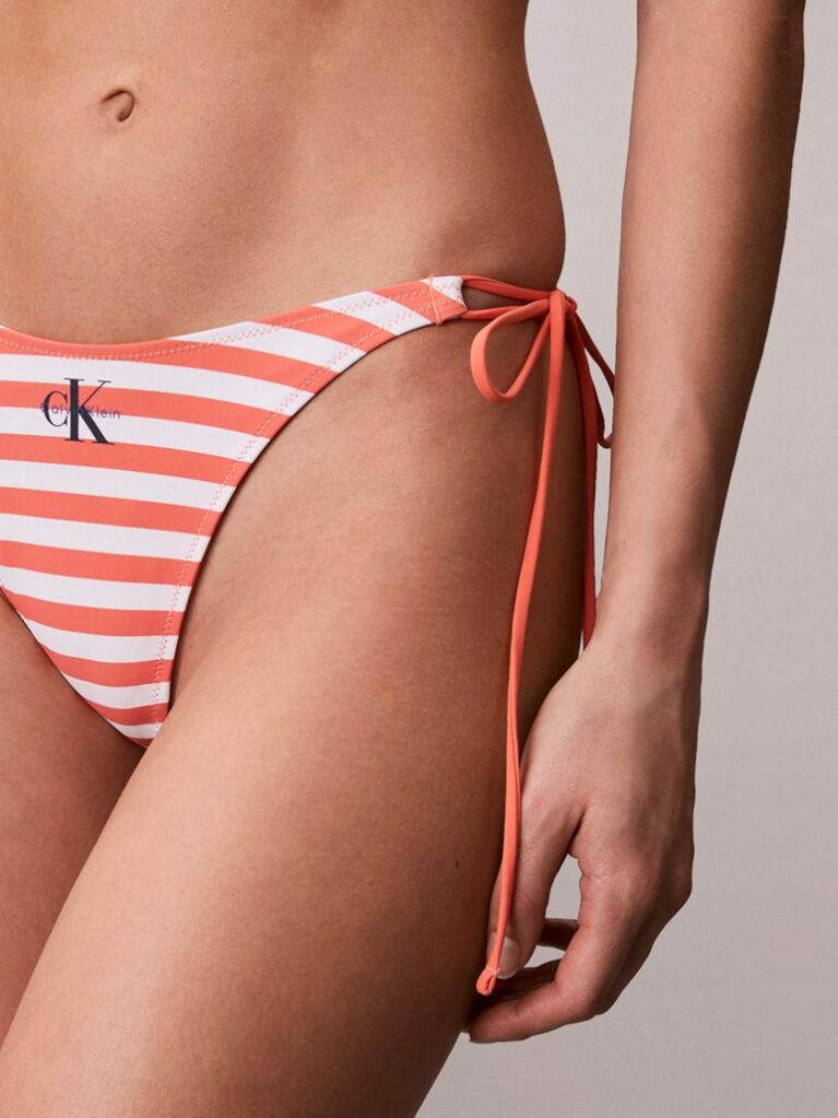 Portocaliu Slip De Baie Cu Snururi Laterale - CK Monogram  Femei