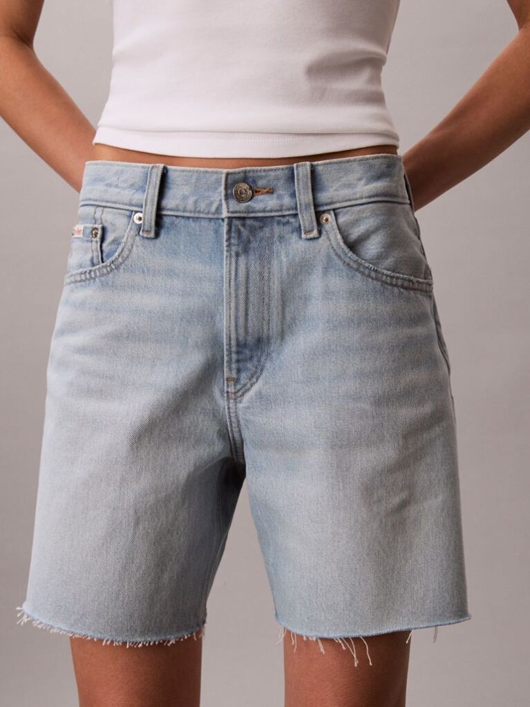 Denim Pantaloni Scurti Din Denim Cu Aspect Spalat  Femei