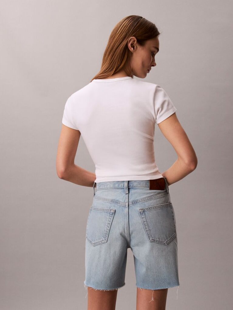 Denim Pantaloni Scurti Din Denim Cu Aspect Spalat  Femei