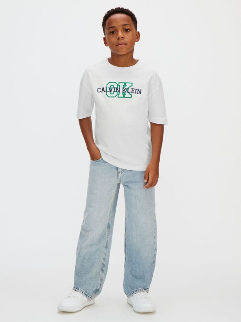 Alb Tricou Cu Logo  Baieti