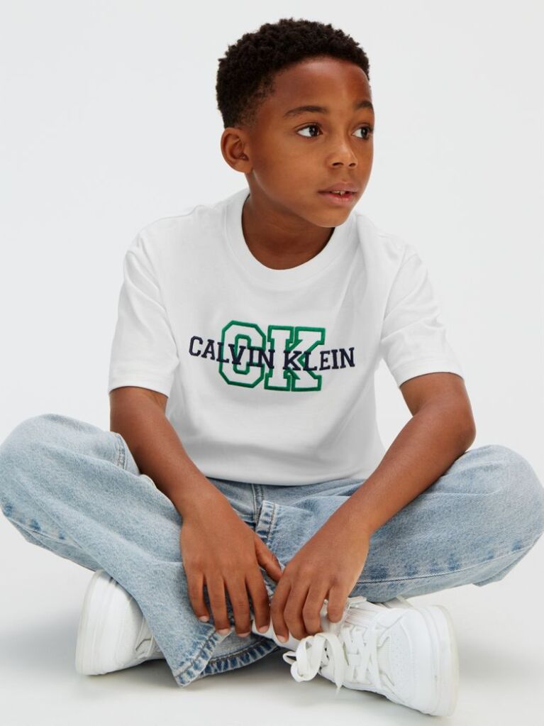 Alb Tricou Cu Logo  Baieti