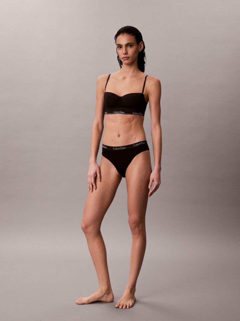 Negru Sutien Balconette Cu Banda Larga - Icon Cotton Modal  Femei