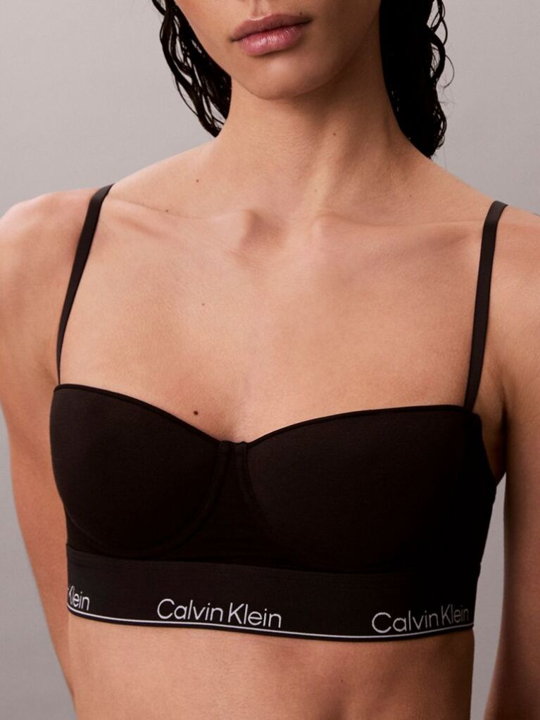 Negru Sutien Balconette Cu Banda Larga - Icon Cotton Modal  Femei