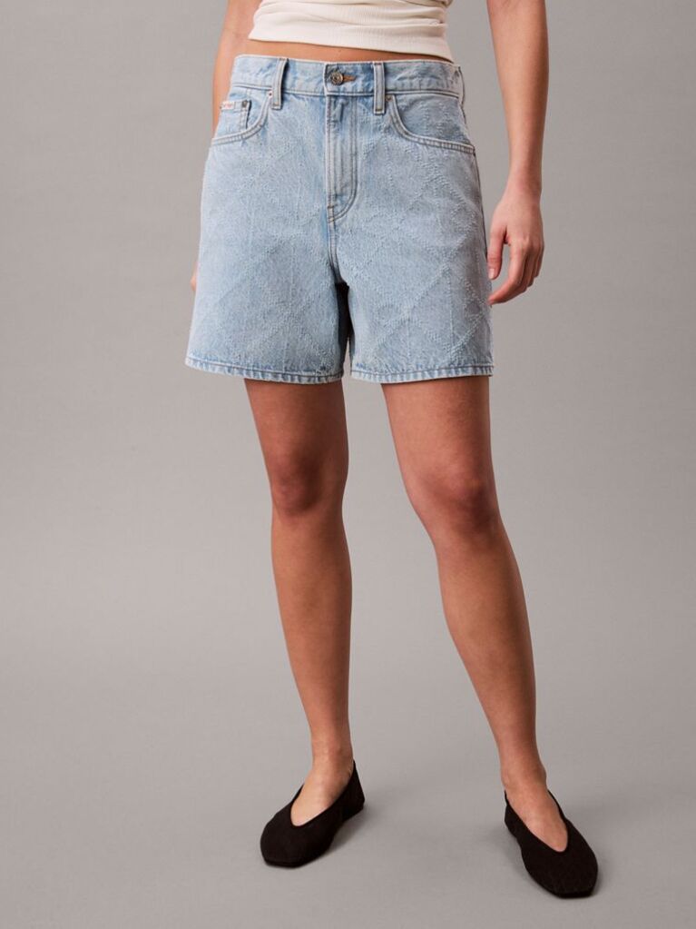Denim Pantaloni Scurti Din Denim Needle-Punch  Femei