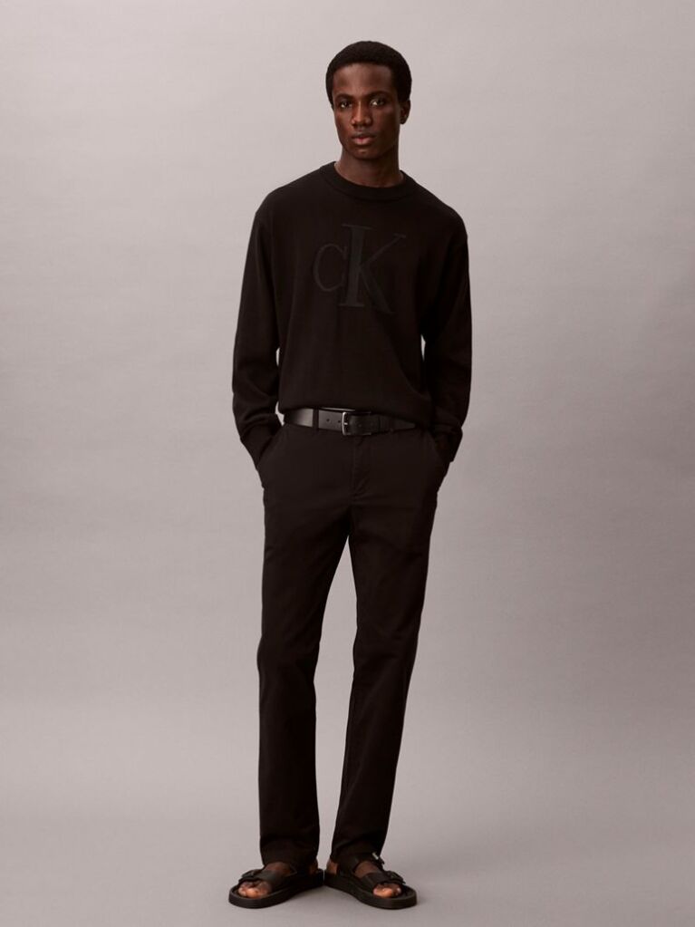 Negru Pantaloni Chinos Cu Croiala Slim Si Nasturi  Barbati