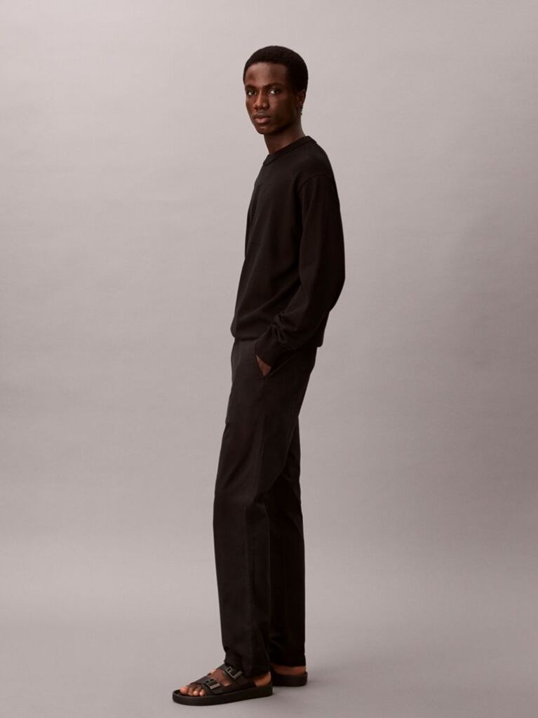 Negru Pantaloni Chinos Cu Croiala Slim Si Nasturi  Barbati