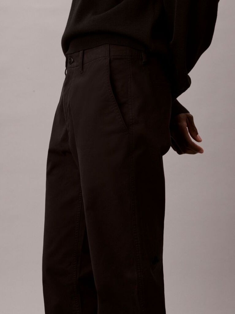 Negru Pantaloni Chinos Cu Croiala Slim Si Nasturi  Barbati