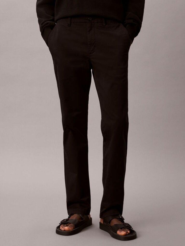Negru Pantaloni Chinos Cu Croiala Slim Si Nasturi  Barbati