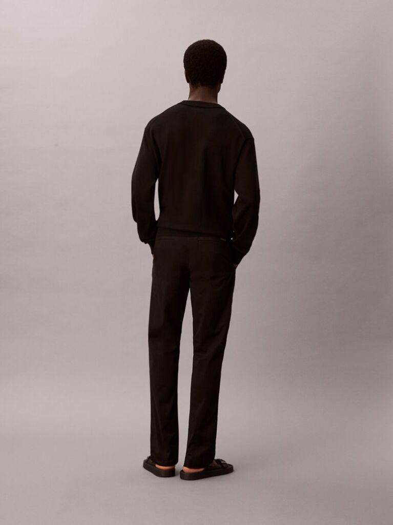 Negru Pantaloni Chinos Cu Croiala Slim Si Nasturi  Barbati