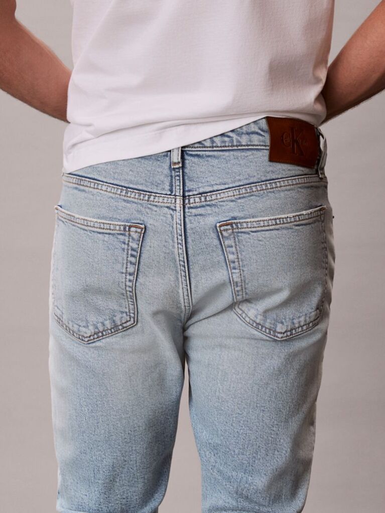Denim Blugi Cu Croiala Slim Tapered Si Aspect Marbled  Barbati