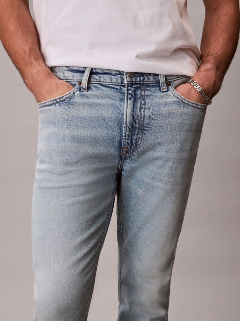 Denim Blugi Cu Croiala Slim Tapered Si Aspect Marbled  Barbati