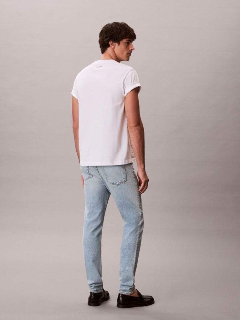 Denim Blugi Cu Croiala Slim Tapered Si Aspect Marbled  Barbati