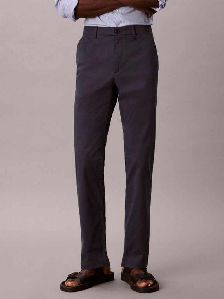 Albastru Pantaloni Chinos Cu Croiala Slim Si Nasturi  Barbati