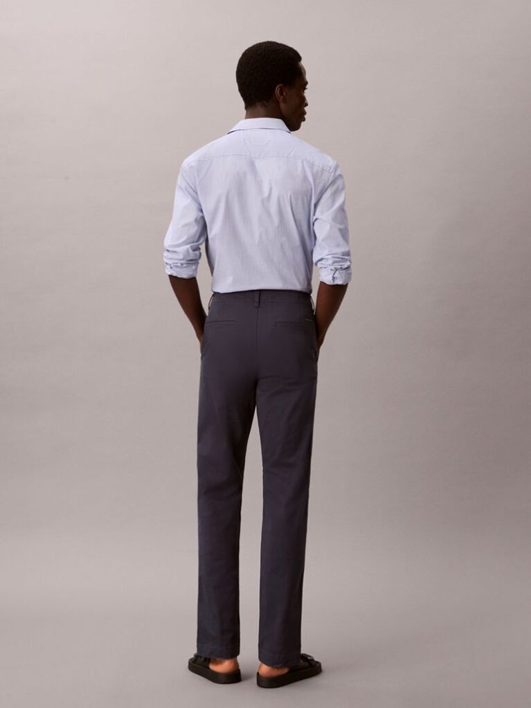 Albastru Pantaloni Chinos Cu Croiala Slim Si Nasturi  Barbati