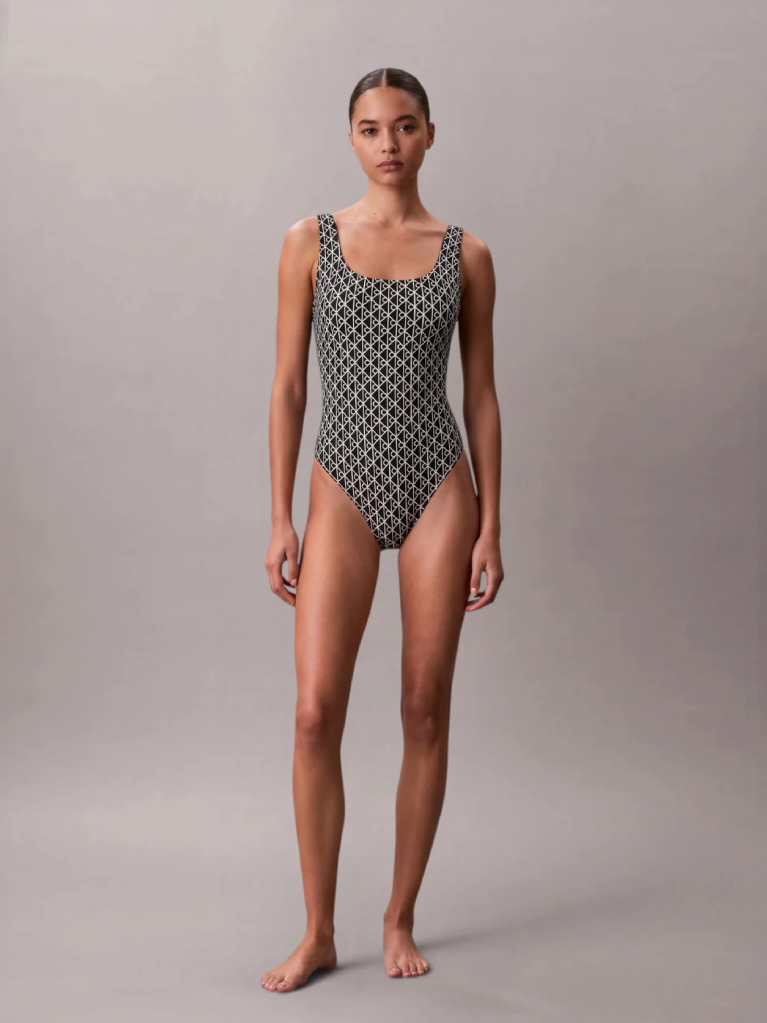 Negru Costum De Baie Cu Spate Decupat - CK Icon  Femei