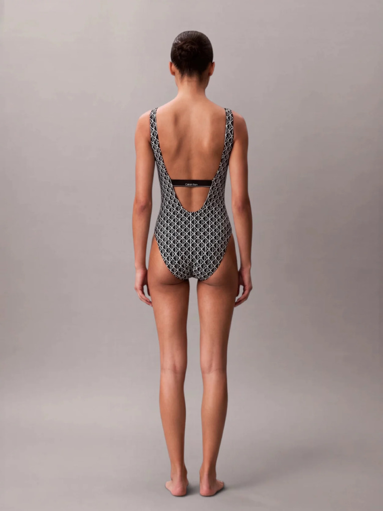 Negru Costum De Baie Cu Spate Decupat - CK Icon  Femei