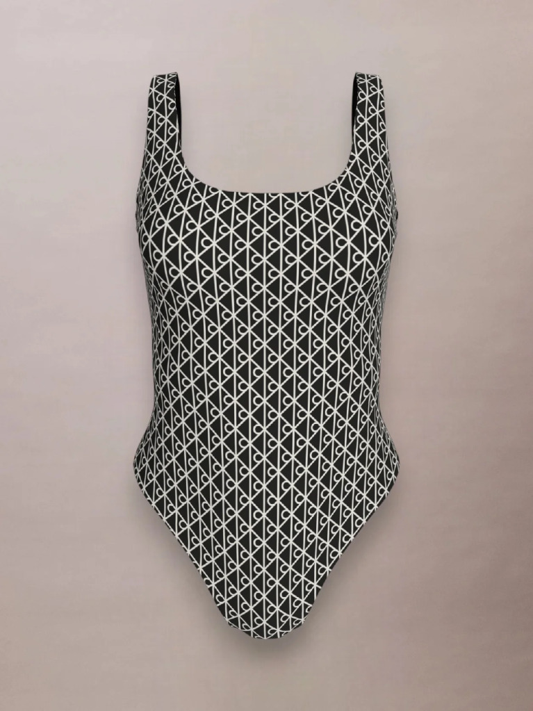 Negru Costum De Baie Cu Spate Decupat - CK Icon  Femei