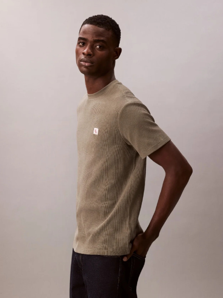 Verde Tricou Clasic Din Material Waffle  Barbati