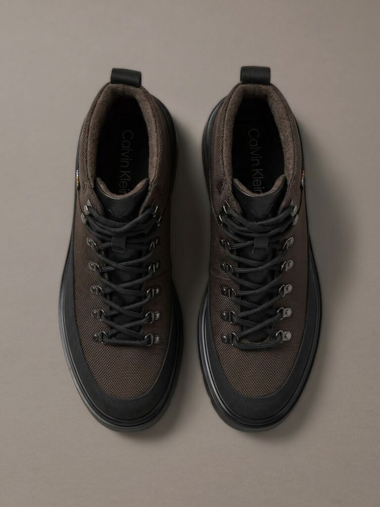 Black Water-Repellent Lug Hiking Boots  Men
