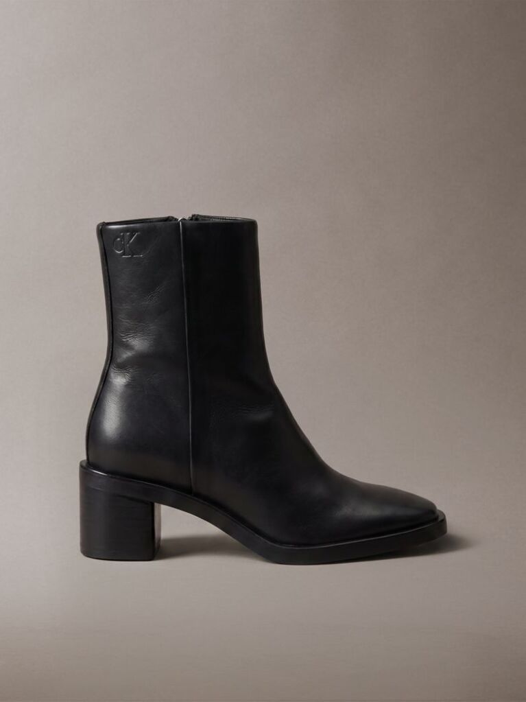 Negru Botine Din Piele Cu Toc Gros  Femei