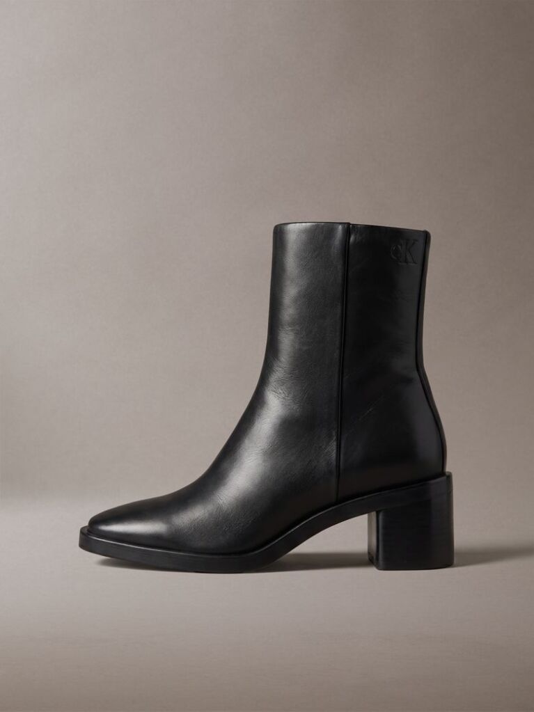 Negru Botine Din Piele Cu Toc Gros  Femei