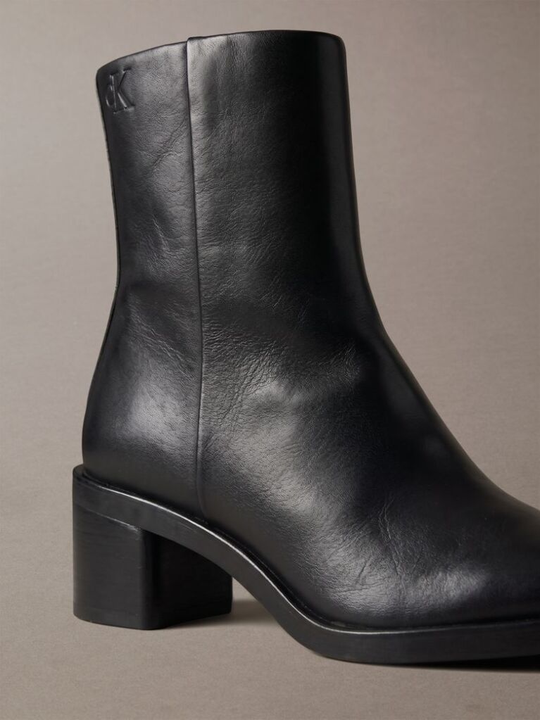 Negru Botine Din Piele Cu Toc Gros  Femei