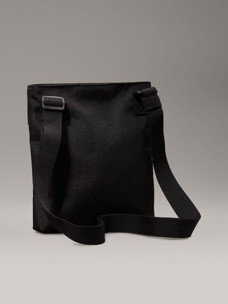 Black Logo Flat Crossbody Bag  Men