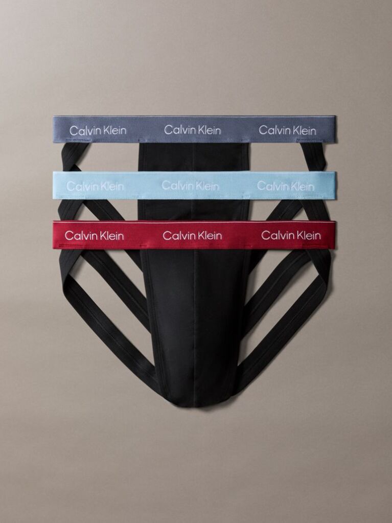 Negru Set 3 Perechi Jock Straps - Icon Cotton Stretch  Barbati