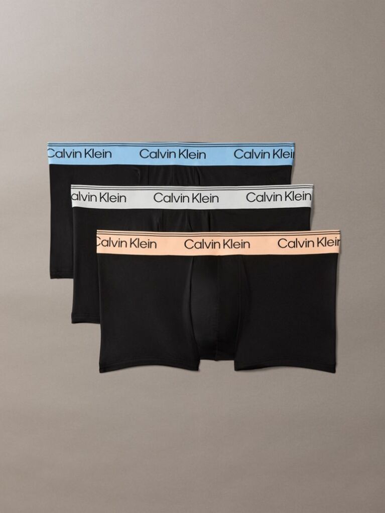 Black 3 Pack Low Rise Trunks - Microfibre Stretch  Men