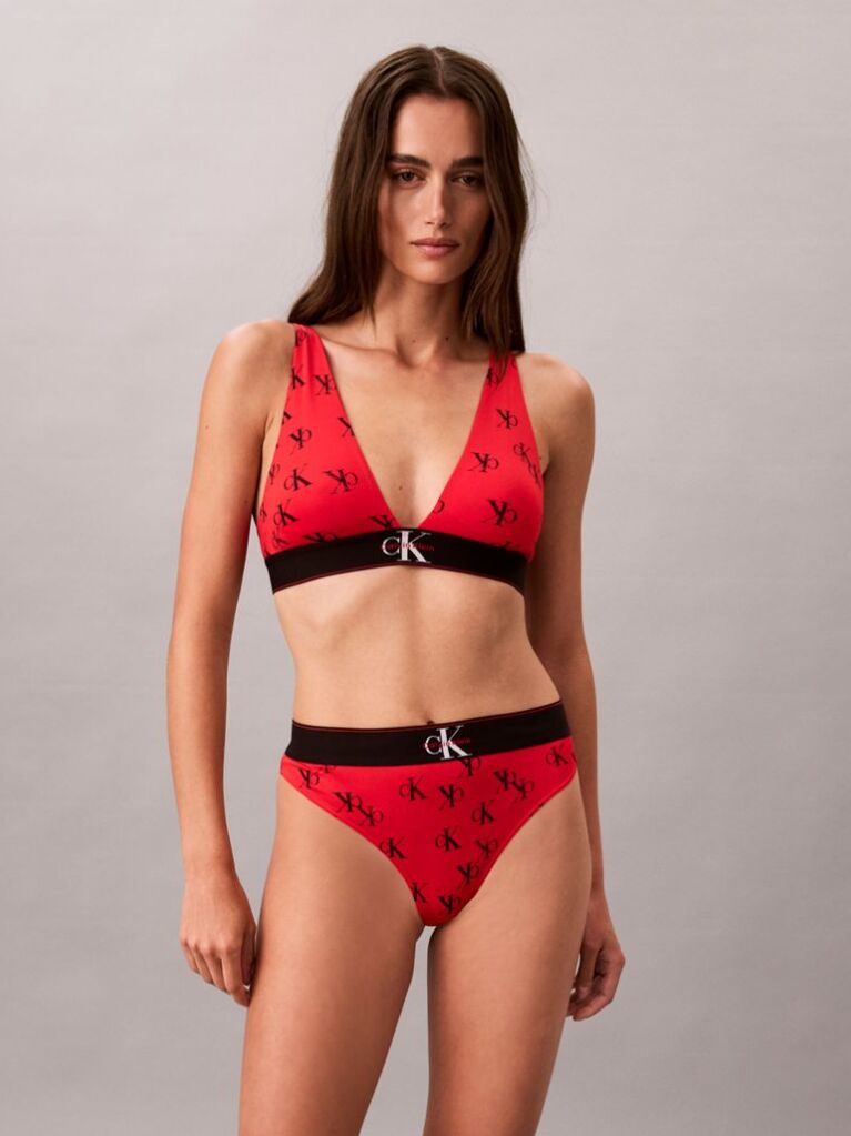 Rosu Sutien Bralette Triunghi - Monograma Grafica Din Microfibra  Femei