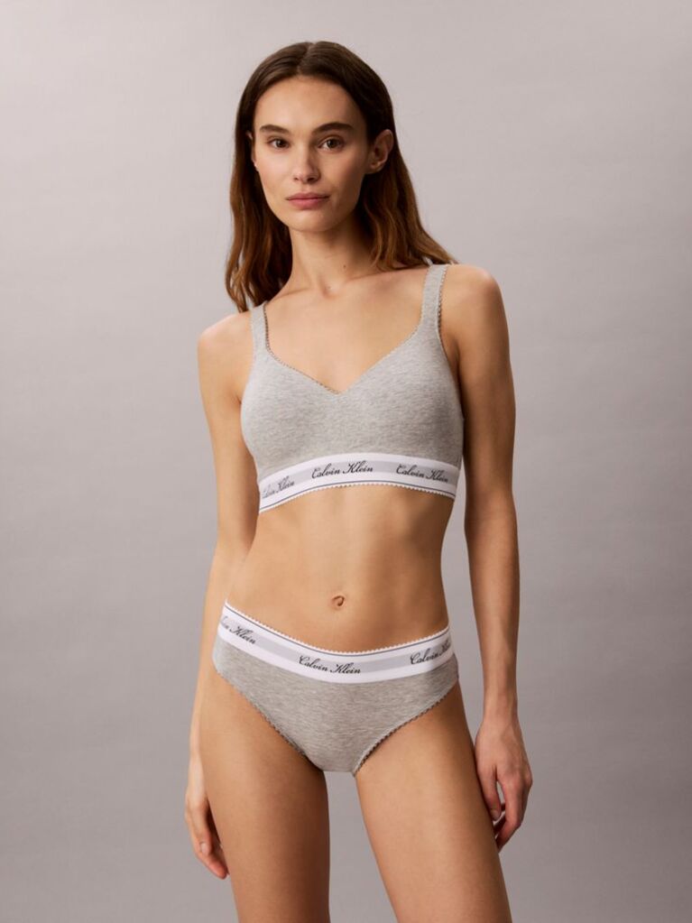 Gri Sutien Bralette Cu Efect De Ridicare – Icon Cotton Script  Femei