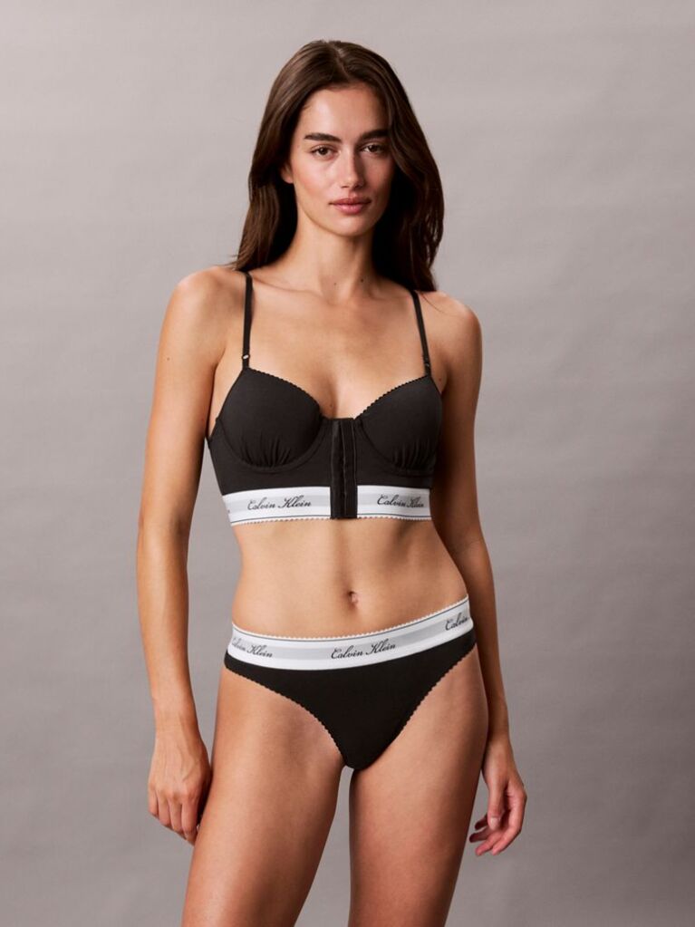 Negru Chiloti Tanga - Icon Cotton Modal  Femei
