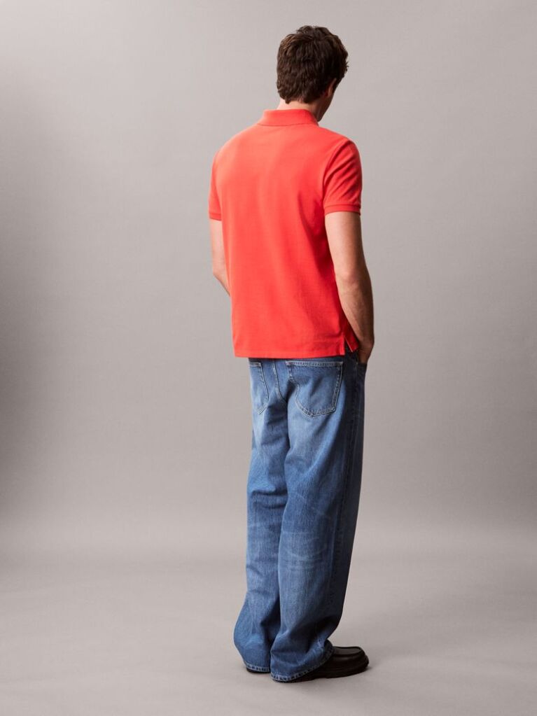 Rosu Tricou Polo Din Bumbac Piqué  Barbati