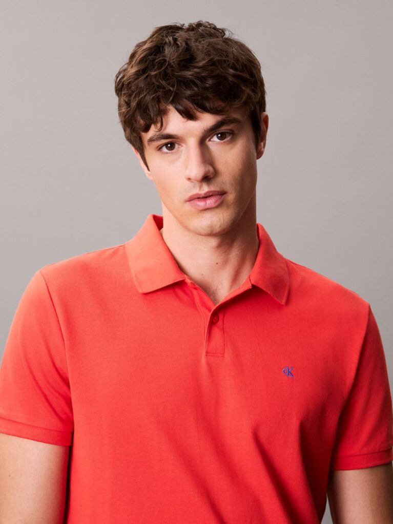 Rosu Tricou Polo Din Bumbac Piqué  Barbati