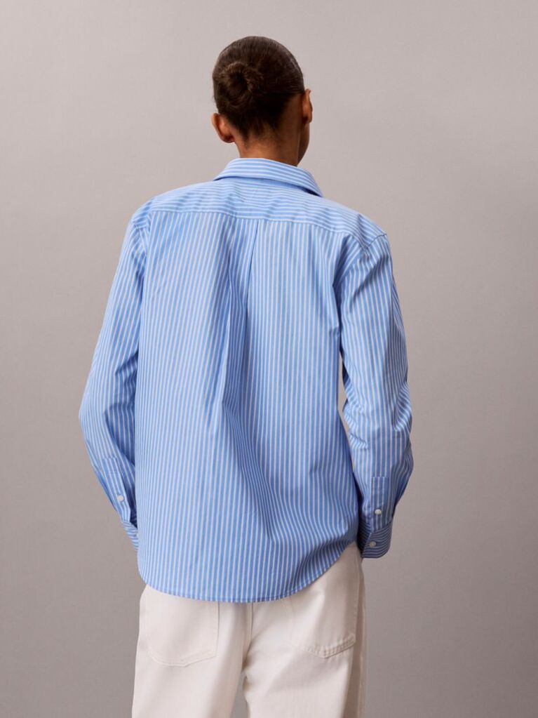 Blue Yarndye Cotton Poplin Regular Shirt  Women