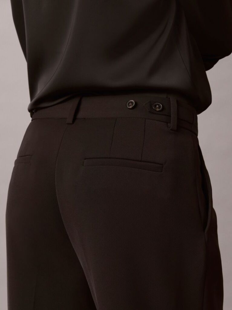 Black Wide Leg Twill Trousers  Women