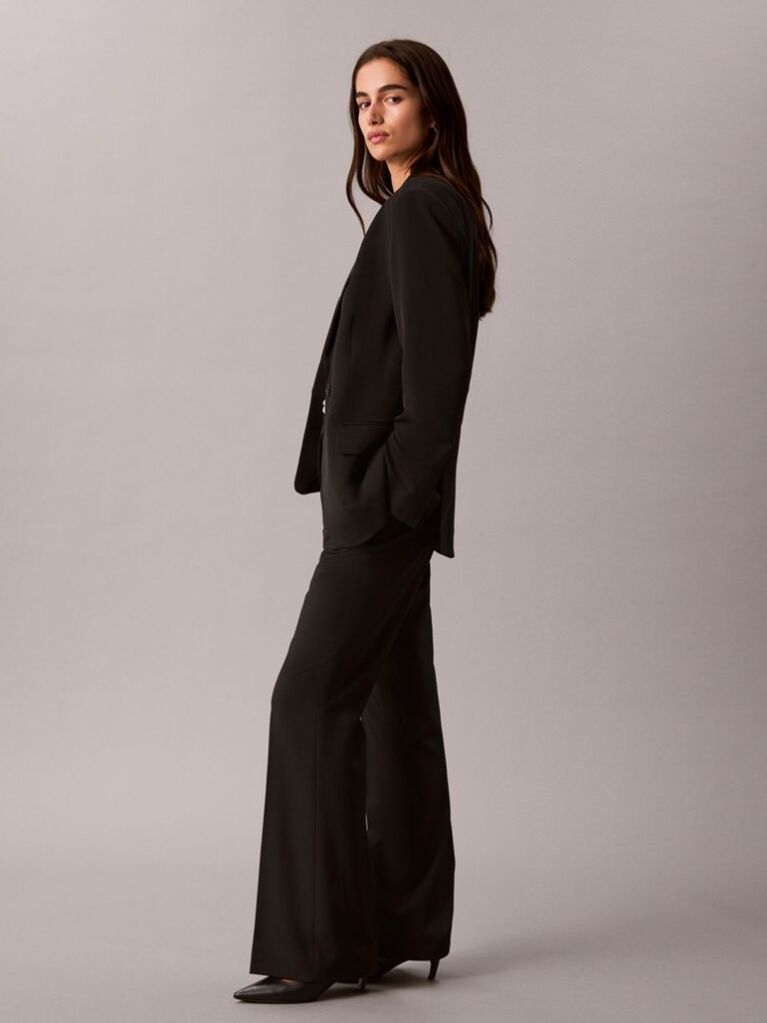 Negru Sacou Clasic Din Twill Moale  Femei