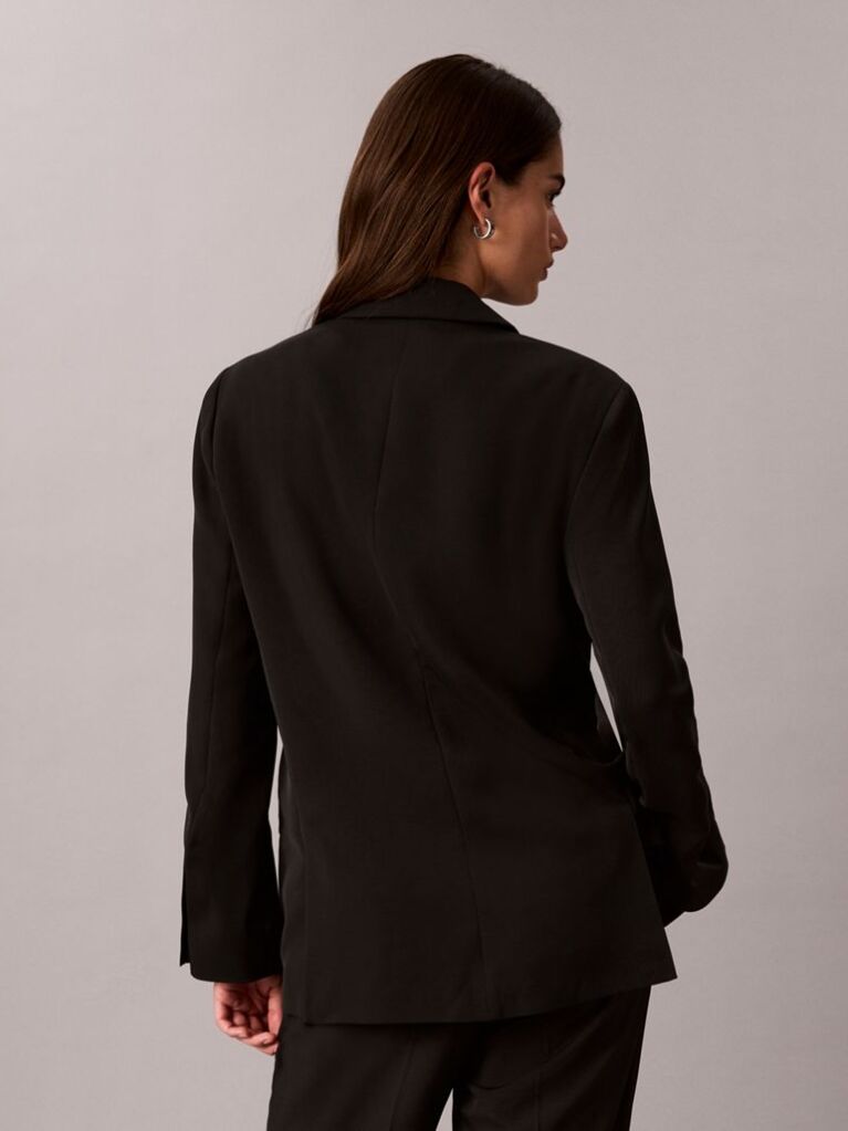 Negru Sacou Clasic Din Twill Moale  Femei