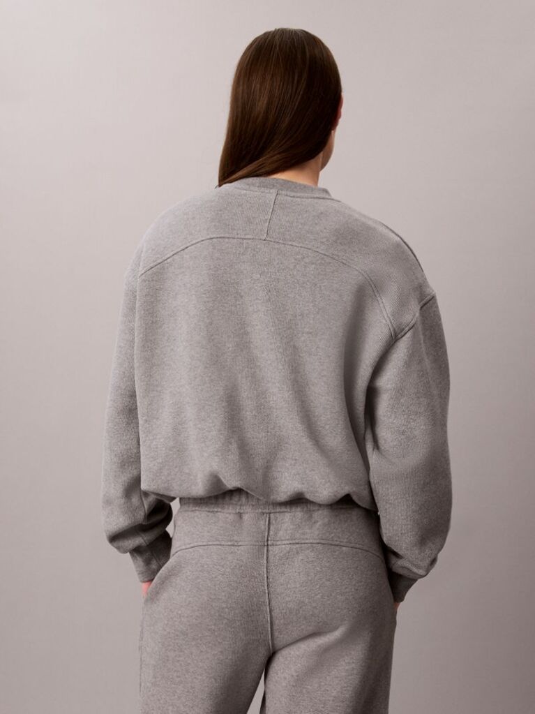 Grey Cotton Fleece Bubble Hem Sweatshirt  Women