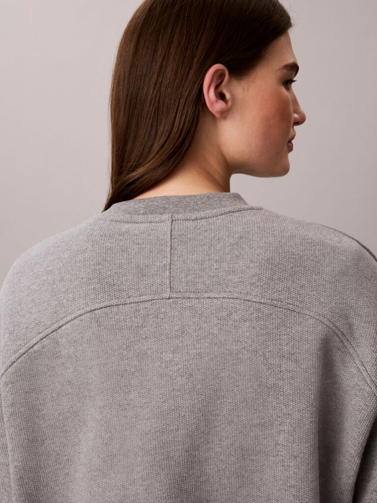 Grey Cotton Fleece Bubble Hem Sweatshirt  Women