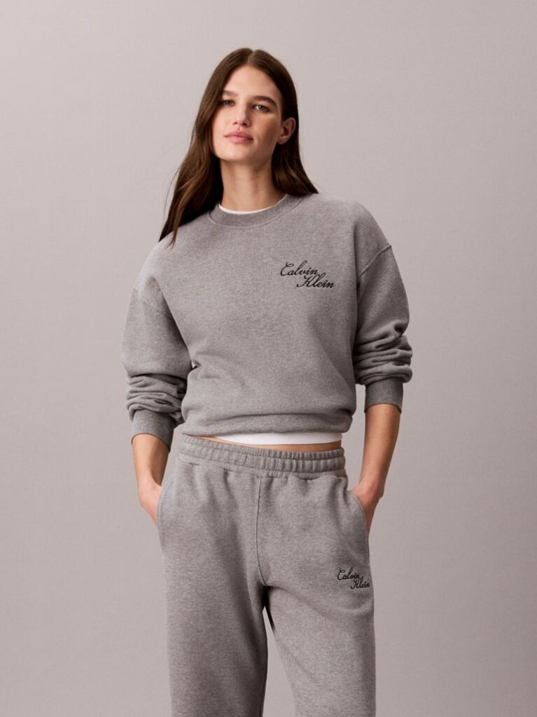 Grey Cotton Fleece Bubble Hem Sweatshirt  Women
