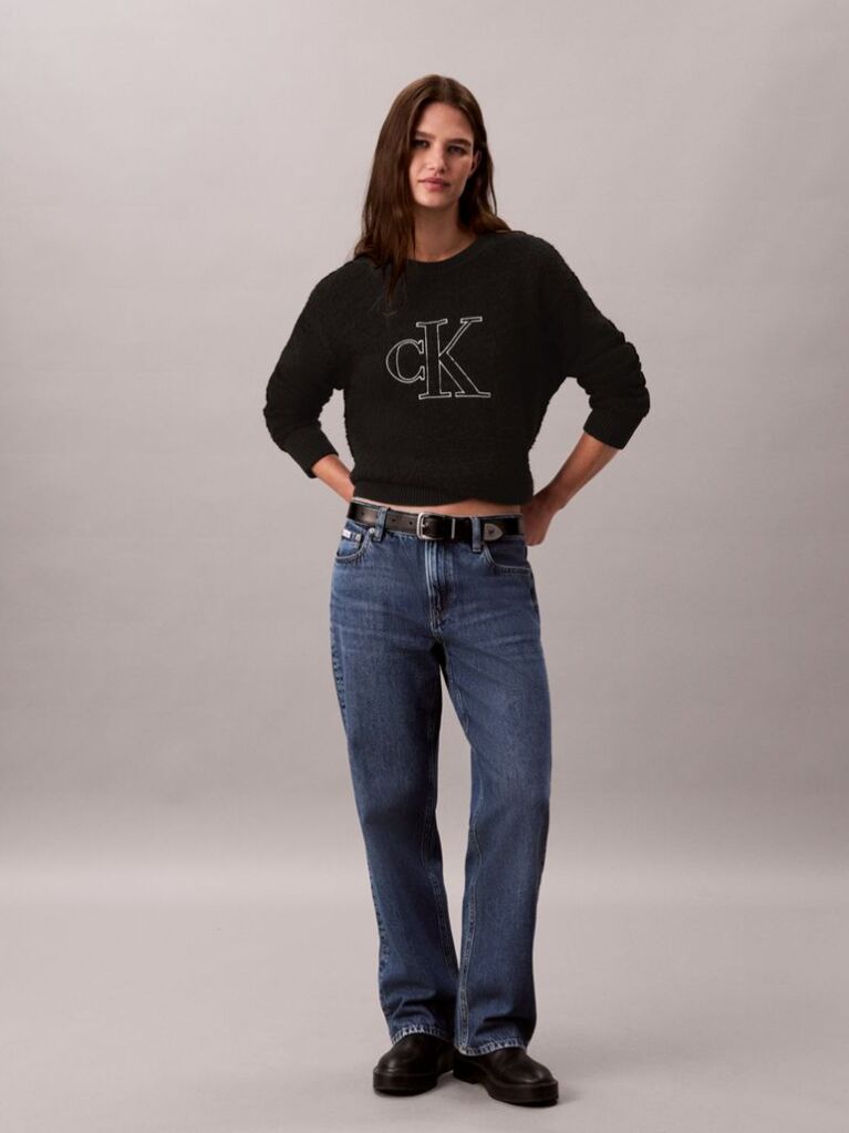 Black Monogram Bouclé Crew Neck Jumper  Women