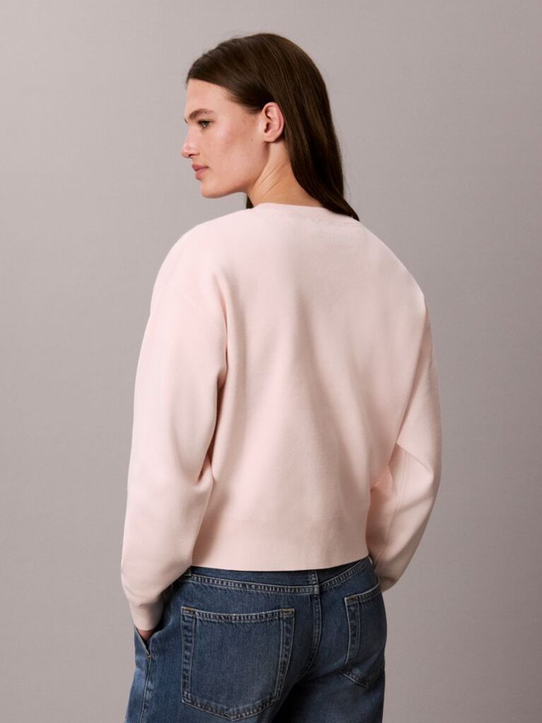 Roz Pulover Din Tricot Texturat Cu Monograma  Femei