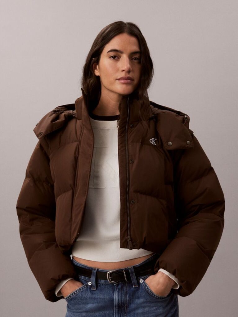 Brown 2-in-1 Convertible Down Puffer Jacket  Women