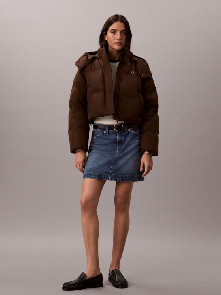 Brown 2-in-1 Convertible Down Puffer Jacket  Women