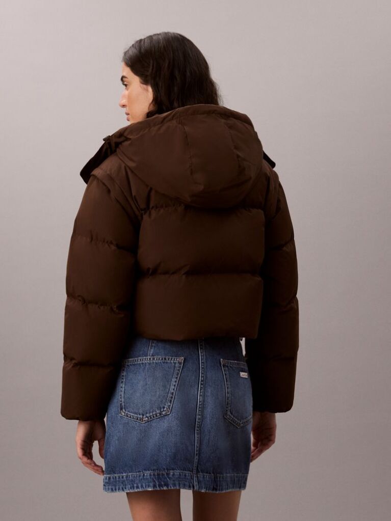 Brown 2-in-1 Convertible Down Puffer Jacket  Women